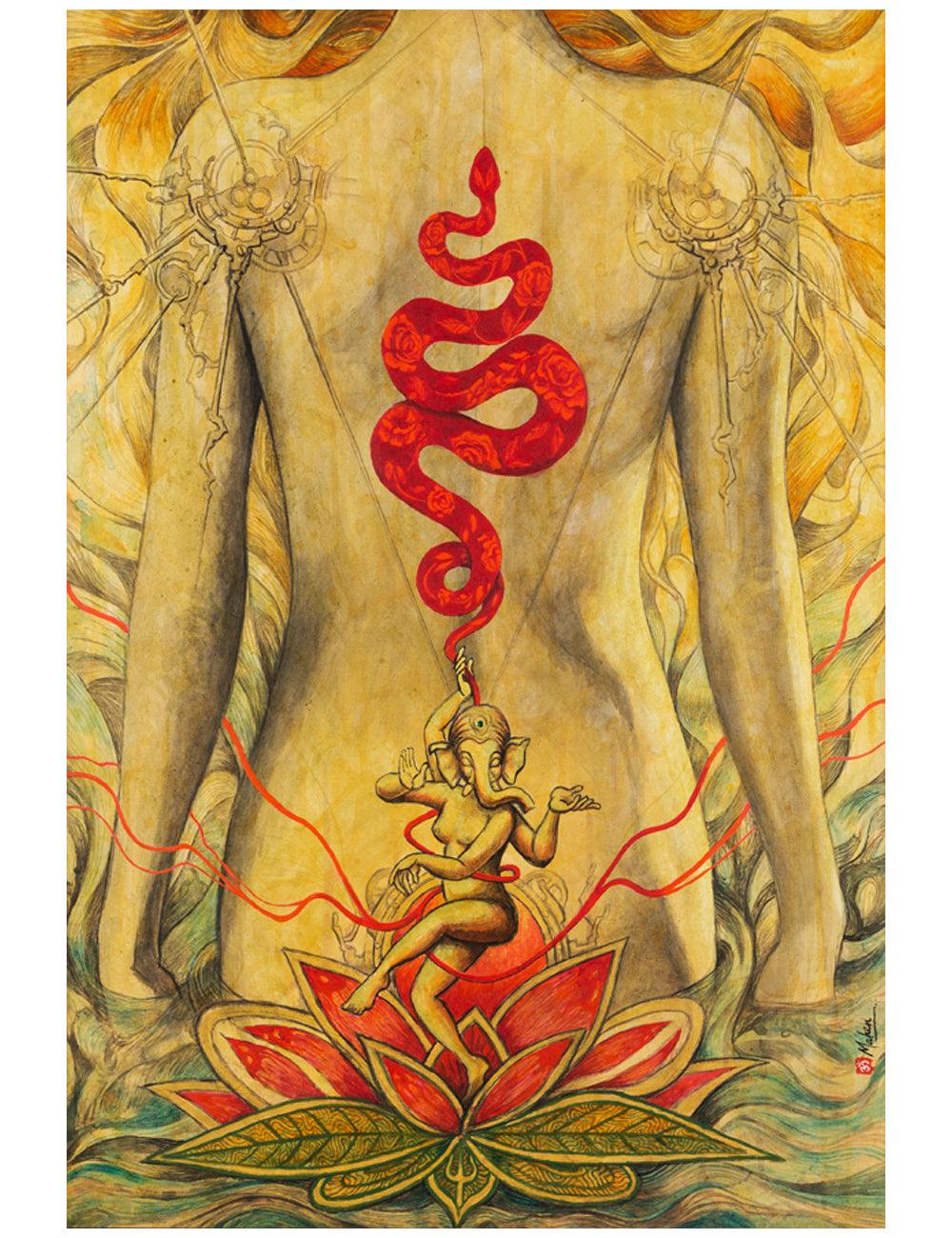 BA - Ganesha and the Kundalini Girl - PRINTS - Ganeshism Studio Gallery