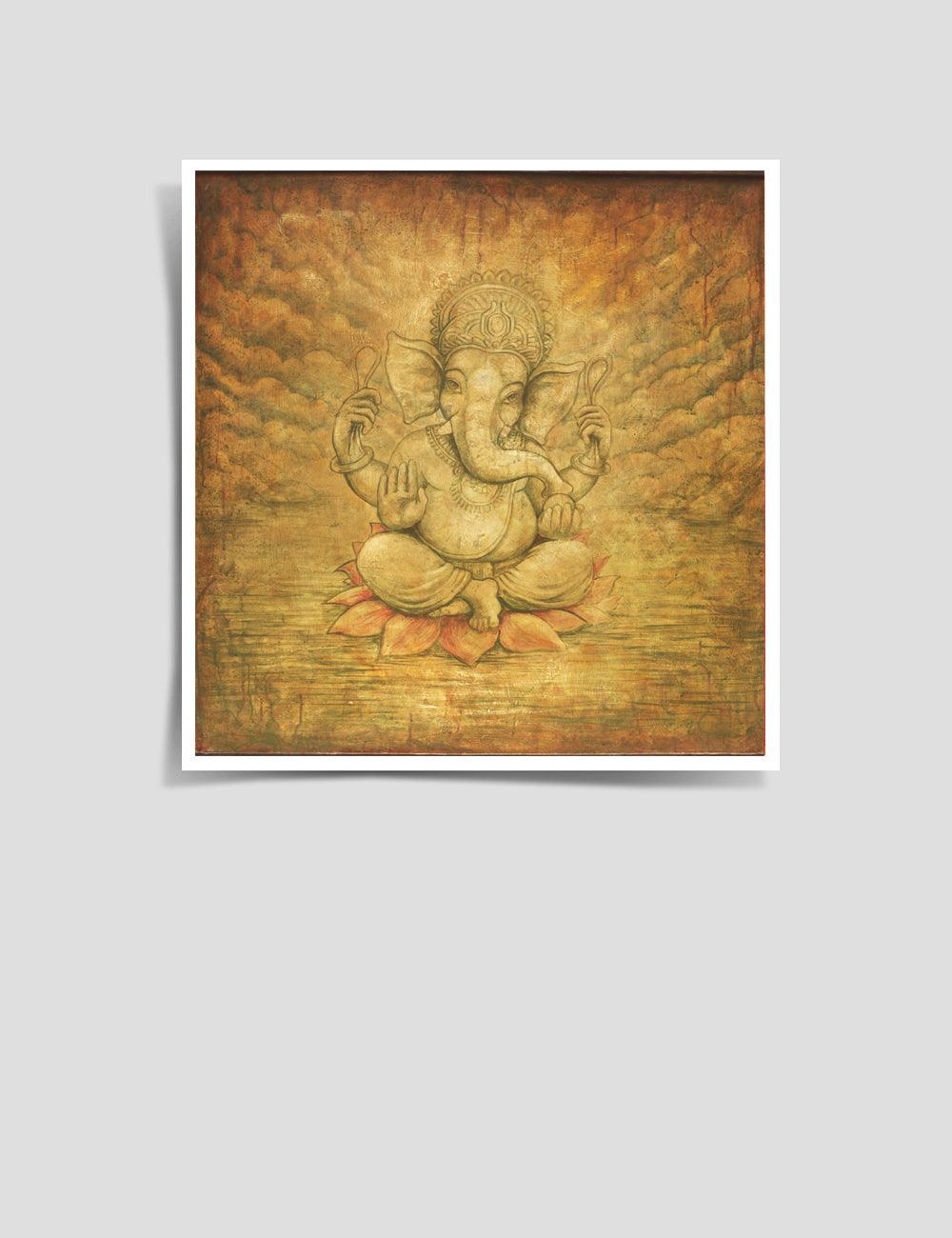 Baby Ganesh on Lotus - PRINTS-BF-Ganeshism