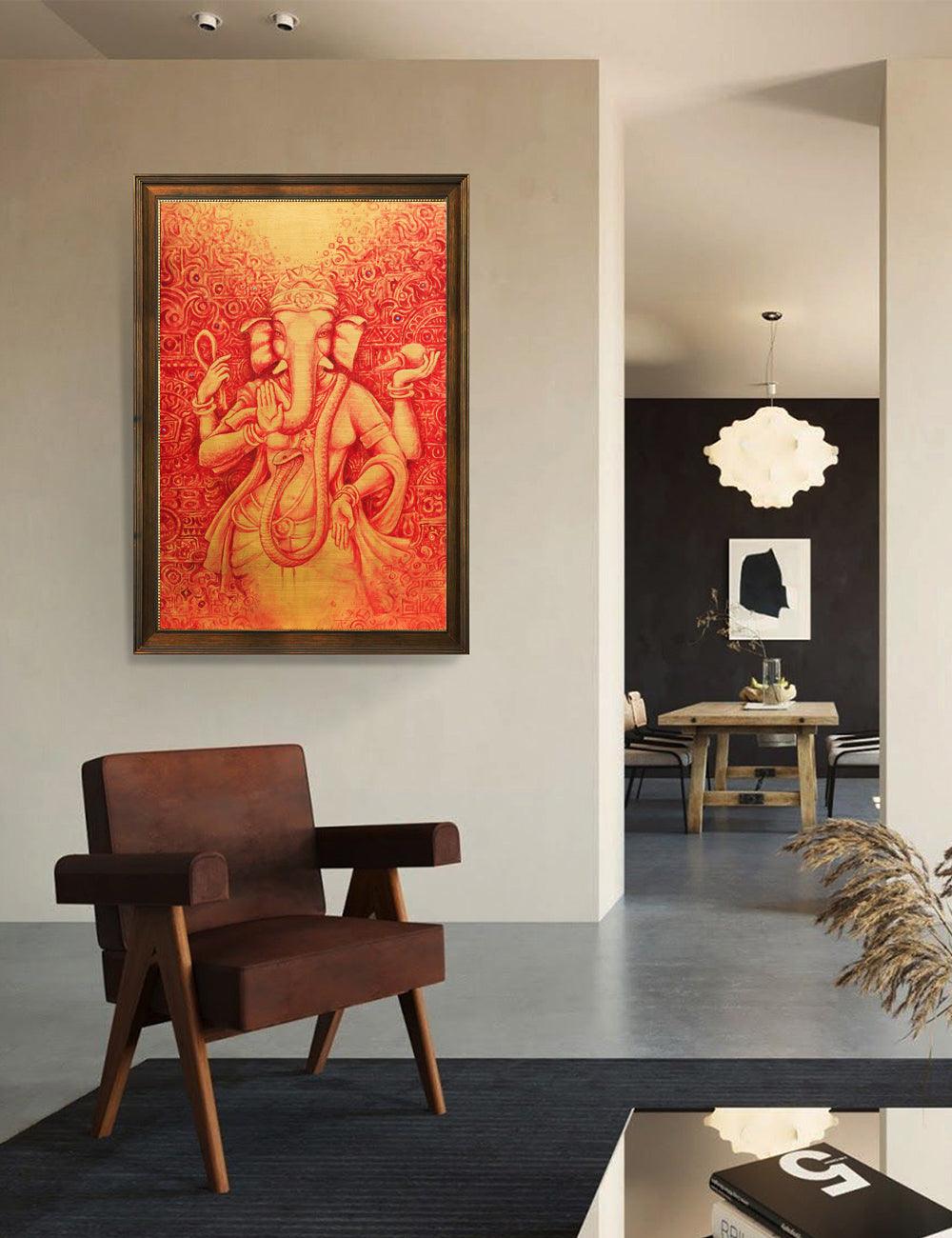 Vinayaki in Red and Gold - PRINTS-BF-Ganeshism