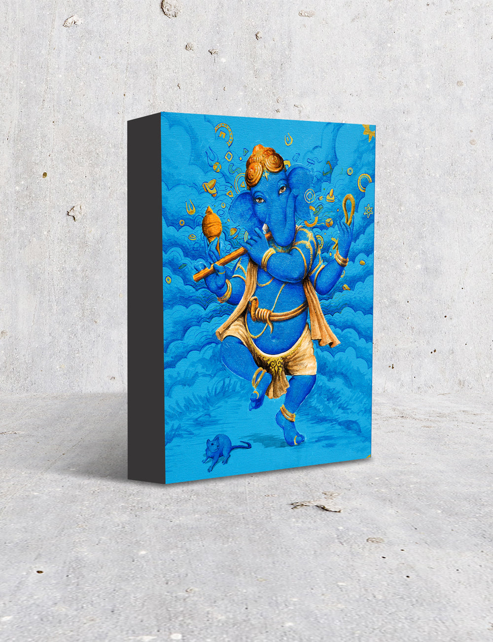 Dancing Lord Ganesh In Blue and Gold - PRINTS-BF-Ganeshism