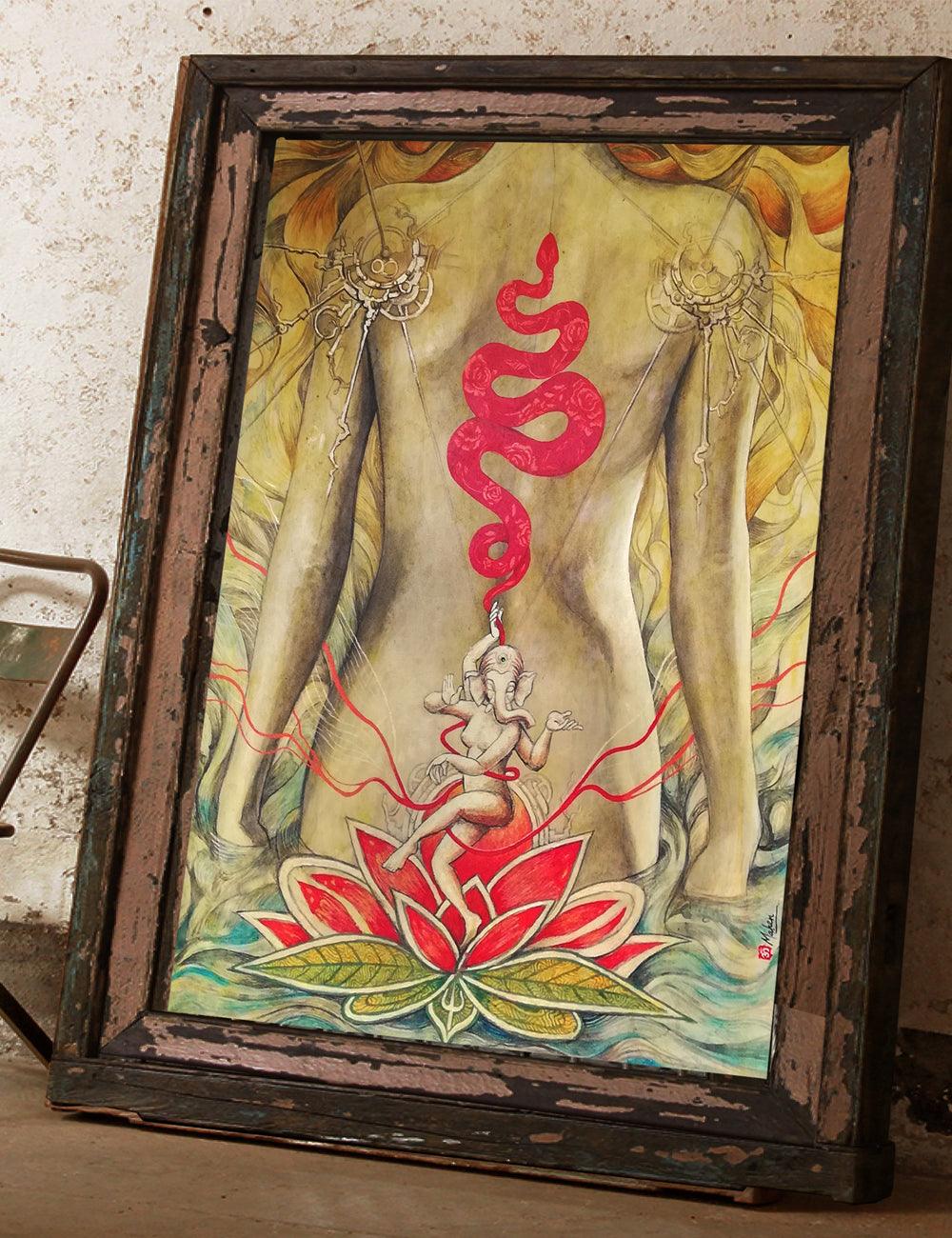 BA - Ganesha and the Kundalini Girl - PRINTS-BF-Ganeshism