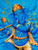 Dancing Lord Ganesh In Blue and Gold - PRINTS-BF-Ganeshism