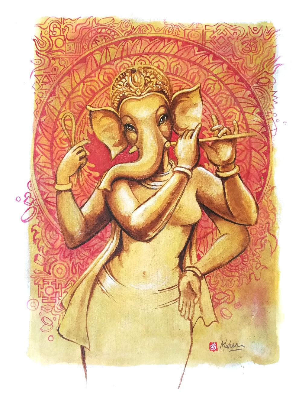 Vinayaki with Flute - PRINTS-BF-Ganeshism