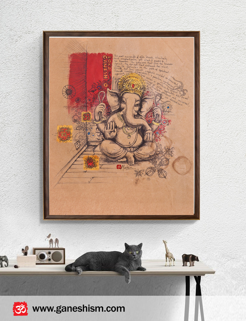 Baby Ganesh on Brown Paper - PRINTS-BF-Ganeshism