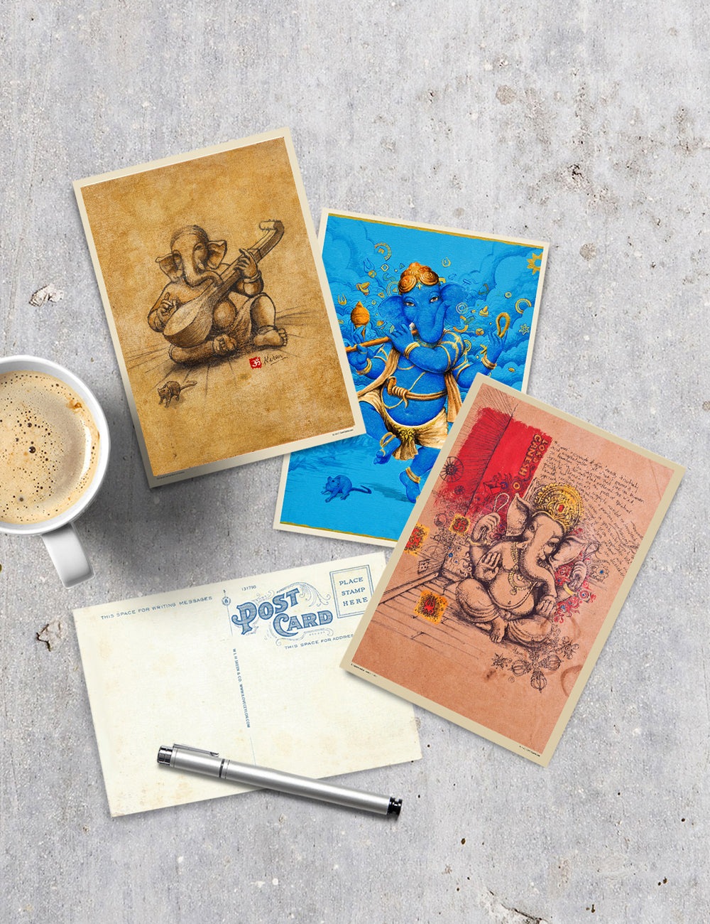 Baby Ganesh on Brown Paper - PRINTS-BF-Ganeshism