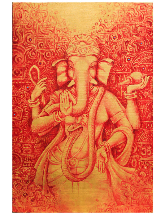 Vinayaki in Red and Gold - PRINTS-BF-Ganeshism