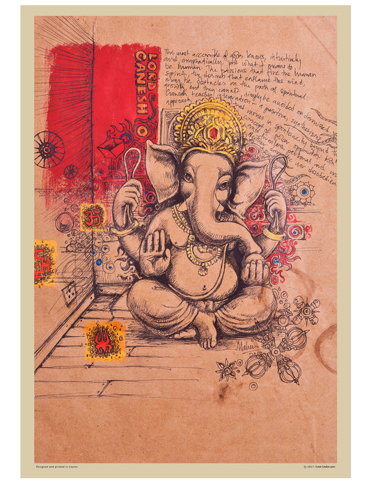 Baby Ganesh on Brown Paper - PRINTS-BF-Ganeshism