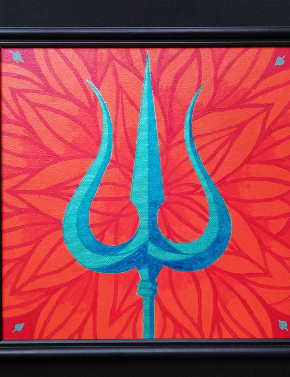 Trishula in Blue and Red - ORIGINAL-OR-Ganeshism